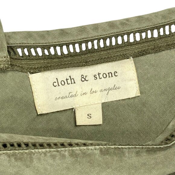 Anthropologie Cloth & Stone Romper Womens S Green Burlingame Wrap Beachy Jumper - Picture 15 of 16